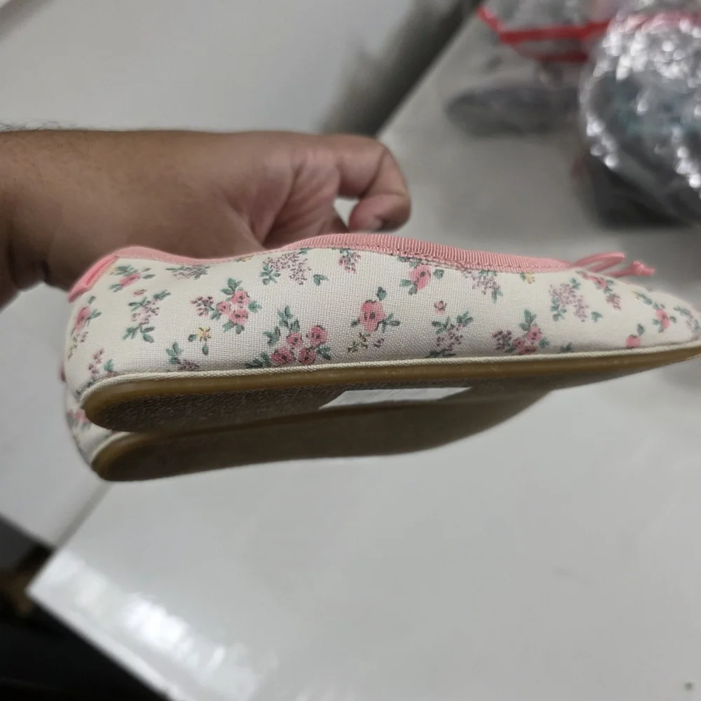 H&M Girls Pink Floral Flower Ballet Flats Shoes Size 13.5 NEW